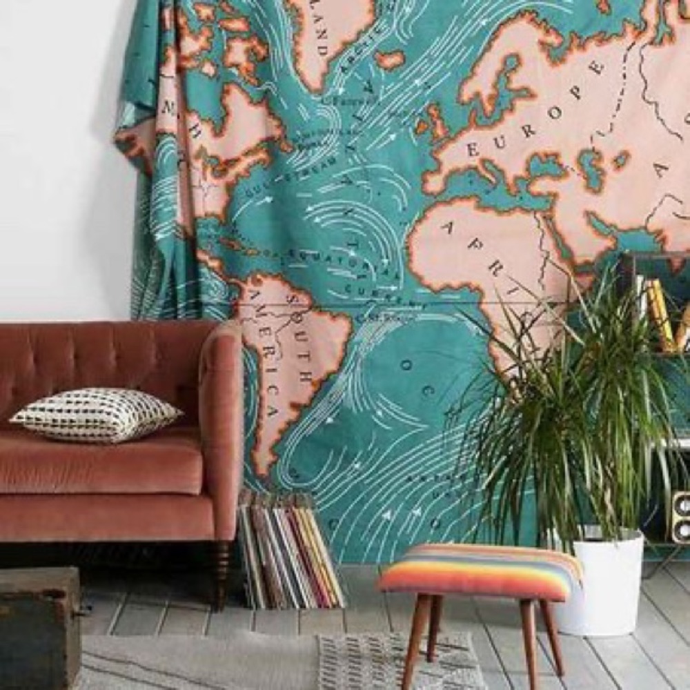Urban Outfitters Ocean Current Map Tapestry
